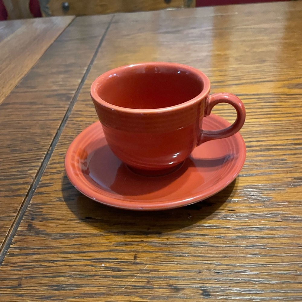 Fiesta Red Ceramic Cup & Saucer